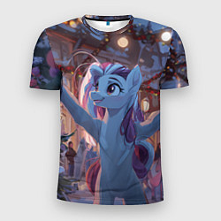 Мужская спорт-футболка Лошадка наслаждается новым годом