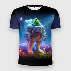 Мужская спорт-футболка Шрек бравый космонавт - неоновое свечение
