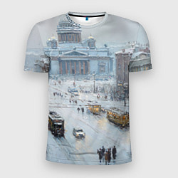 Мужская спорт-футболка Новогодняя улица Питера