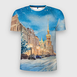 Мужская спорт-футболка Новогодний день в Санкт-Петербурге