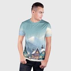 Футболка спортивная мужская Новогодние дома, цвет: 3D-принт — фото 2
