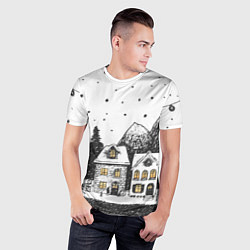 Футболка спортивная мужская Черно-белый новогодний город, цвет: 3D-принт — фото 2
