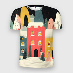 Футболка спортивная мужская Разноцветные новогодние дома, цвет: 3D-принт