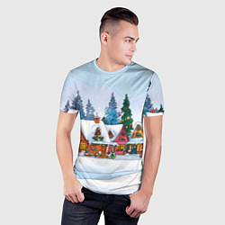 Футболка спортивная мужская Новогодник дворик, цвет: 3D-принт — фото 2