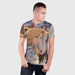 Футболка спортивная мужская Блондинка с новогодней лошадкой, цвет: 3D-принт — фото 2