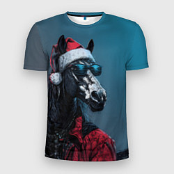 Футболка спортивная мужская Лошадь в новогоднем стиле, цвет: 3D-принт