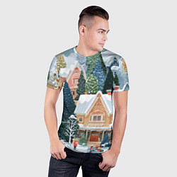 Футболка спортивная мужская Новогодний елочный двор, цвет: 3D-принт — фото 2