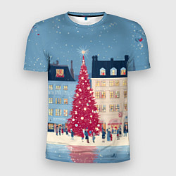 Футболка спортивная мужская Новогоднее гуляние у красной елки, цвет: 3D-принт