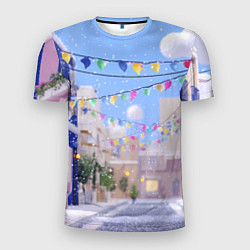 Мужская спорт-футболка Предновогодний праздничный дворик
