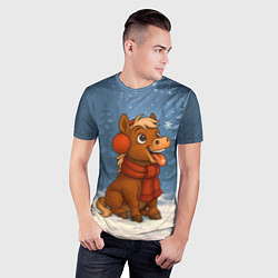 Футболка спортивная мужская Лошадка ловит снежинку, цвет: 3D-принт — фото 2