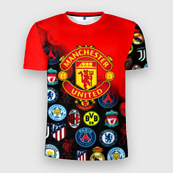 Мужская спорт-футболка Манчестер Юнайтед логотипы команд