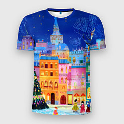 Футболка спортивная мужская Разноцветные новогодние домики, цвет: 3D-принт