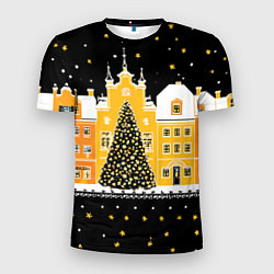 Футболка спортивная мужская Новогодняя ночь в городе, цвет: 3D-принт