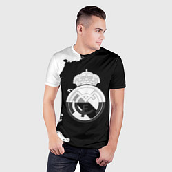 Футболка спортивная мужская Реал Мадрид черно белые краски, цвет: 3D-принт — фото 2