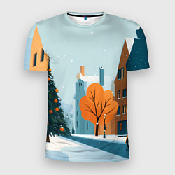 Мужская спорт-футболка Новогодняя улица
