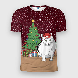 Футболка спортивная мужская Кот Бендер и ёлка, цвет: 3D-принт