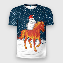 Футболка спортивная мужская Кот Бендер и огненный конь - 2026, цвет: 3D-принт