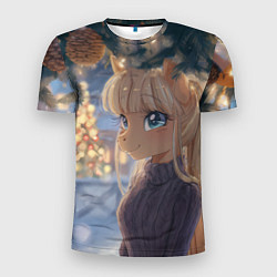 Футболка спортивная мужская Новогодняя анимешная лошадка, цвет: 3D-принт