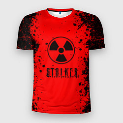 Мужская спорт-футболка Stalker - черное на красном