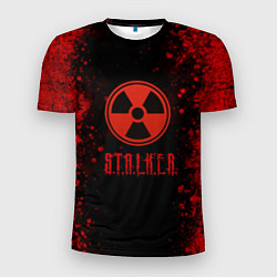 Мужская спорт-футболка Stalker - красное на черном