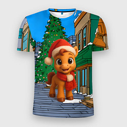 Футболка спортивная мужская Новогодняя лошадка и елка, цвет: 3D-принт