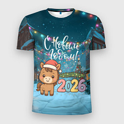 Мужская спорт-футболка Новогодняя лошадка 2026 год