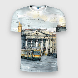 Мужская спорт-футболка Зимняя улица Санкт-Петербурга