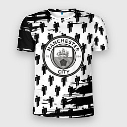 Мужская спорт-футболка Манчестер сити краски люди