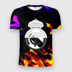 Мужская спорт-футболка Реал Мадрид огонь текстура