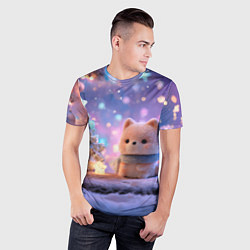 Футболка спортивная мужская Новогодний пушистый щенок, цвет: 3D-принт — фото 2