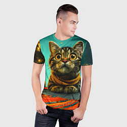 Футболка спортивная мужская Котик под елкой, цвет: 3D-принт — фото 2