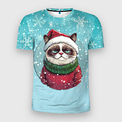 Мужская спорт-футболка Новогодний мурлыка
