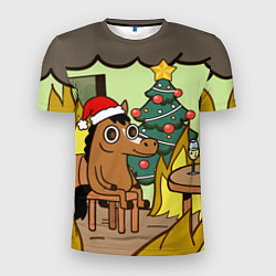 Мужская спорт-футболка Конь среди огня - this is fine