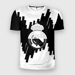 Мужская спорт-футболка Реал Мадрид белая геометрия