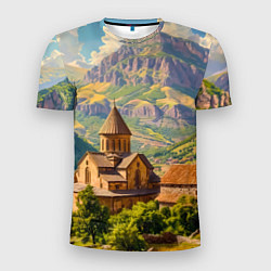 Мужская спорт-футболка Горный покой: храм среди облаков