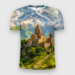 Мужская спорт-футболка Храм у подножия вечных вершин
