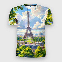 Мужская спорт-футболка Эйфелева башня в сердце Парижа