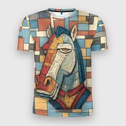 Мужская спорт-футболка Конь и квадраты