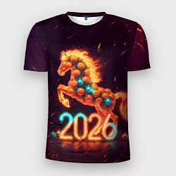 Мужская спорт-футболка Новогодняя мандариновая лошадь 2026