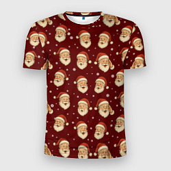 Футболка спортивная мужская Паттерн с Сантой, цвет: 3D-принт