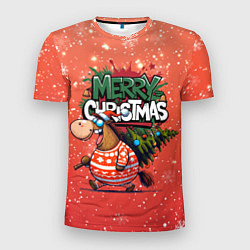 Мужская спорт-футболка Лошадь с ёлкой