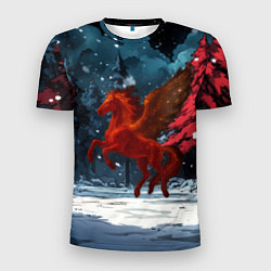 Футболка спортивная мужская Огненная лошадь с крыльями, цвет: 3D-принт