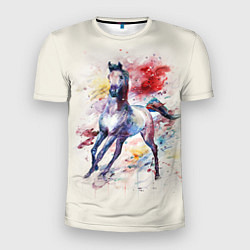 Футболка спортивная мужская Лошадь: акварель, цвет: 3D-принт
