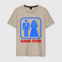 Футболка хлопковая мужская Game over, цвет: миндальный