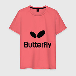 Футболка хлопковая мужская Butterfly Logo, цвет: коралловый