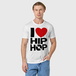 Футболка хлопковая мужская I love Hip Hop, цвет: белый — фото 2