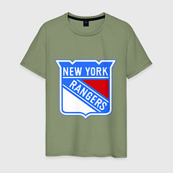 Футболка хлопковая мужская New York Rangers, цвет: авокадо