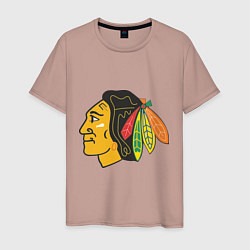 Футболка хлопковая мужская Chicago Blackhawks, цвет: пыльно-розовый