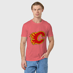 Футболка хлопковая мужская Calgary Flames, цвет: коралловый — фото 2