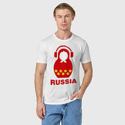 Футболка хлопковая мужская Russia dj, цвет: белый — фото 2